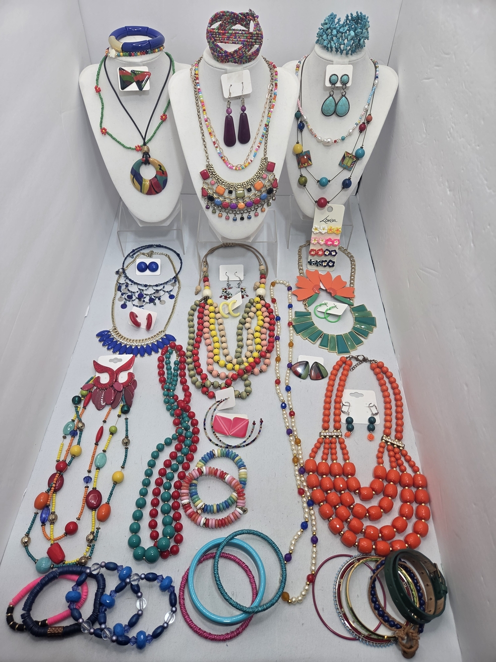 HUGE ​45pc Vintage & Modern Jewelry Lot CHICO'S J CREW LOVISA Necklaces Earrings